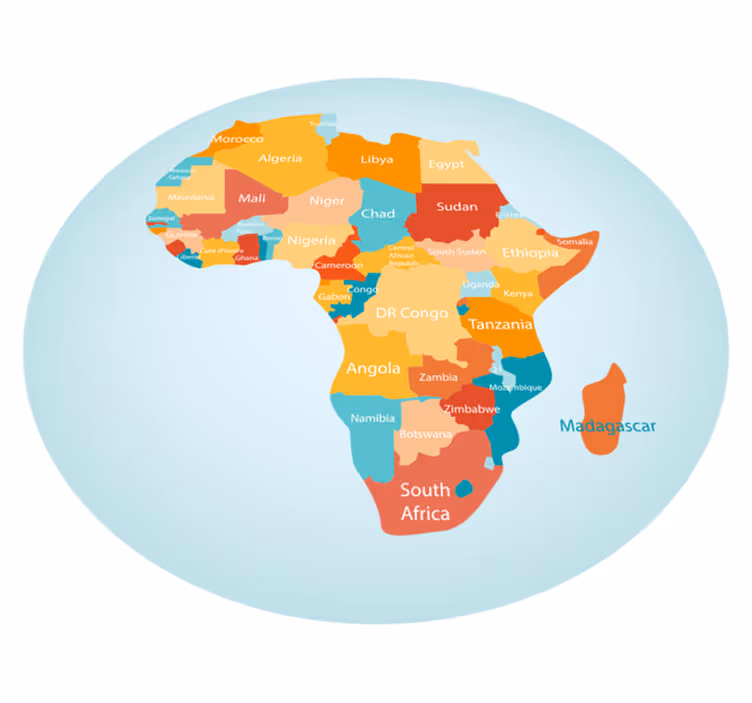 Vinylteppich Weltkarte Kartenkarte von afrika - TenStickers