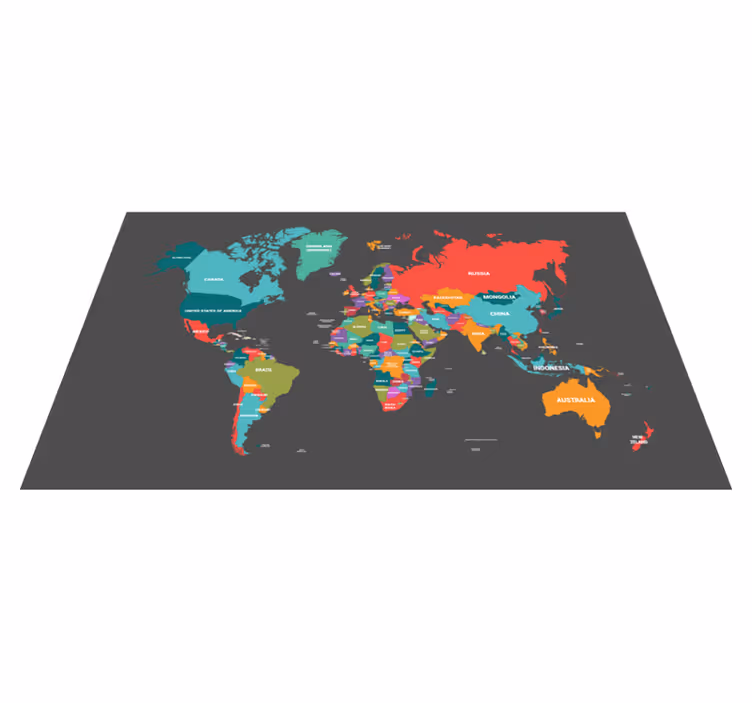 Vinyl Teppich Weltkarte bunte karte - TenStickers