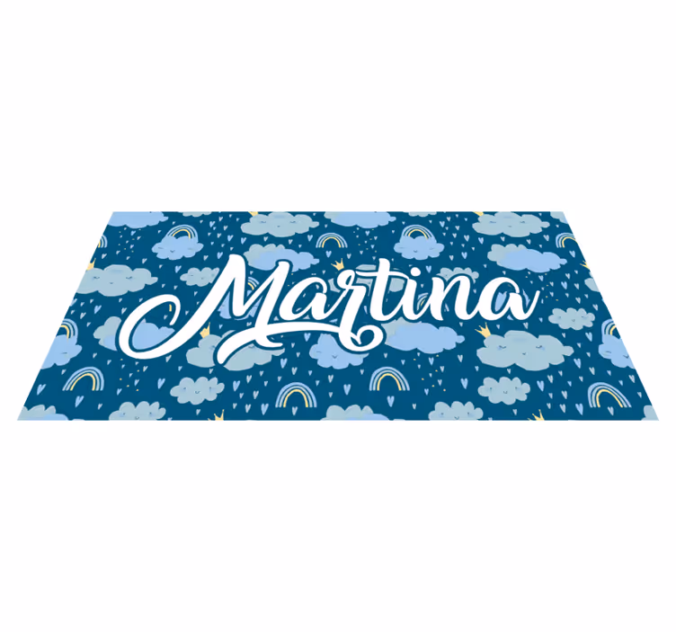 Vinyl Teppich kindlich blaue wolken mit namen - TenStickers