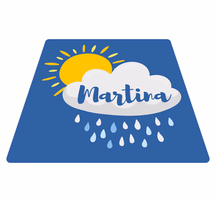Vinyl Teppich kindlich regenwolke mit namen - TenStickers