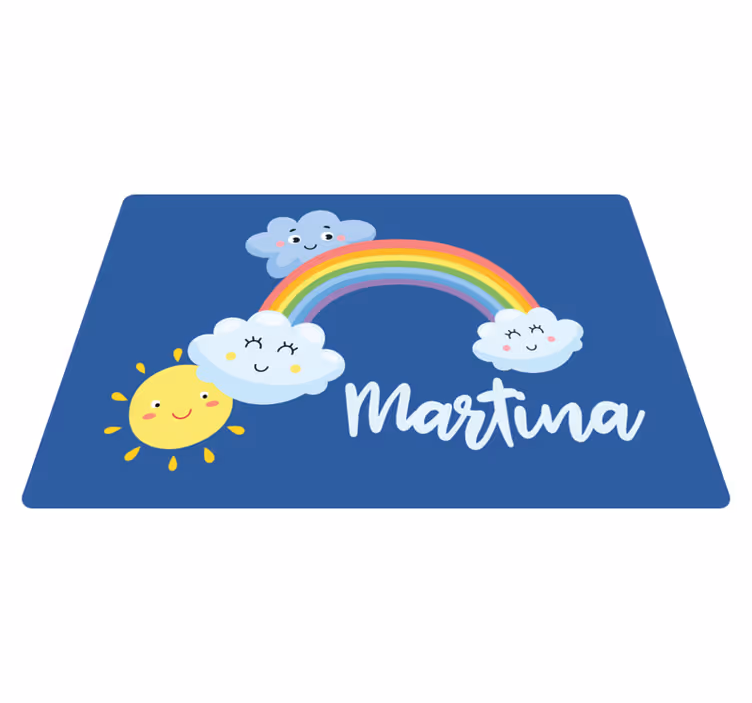 Vinyl teppich kindlich mit regenbogenwolken - TenStickers