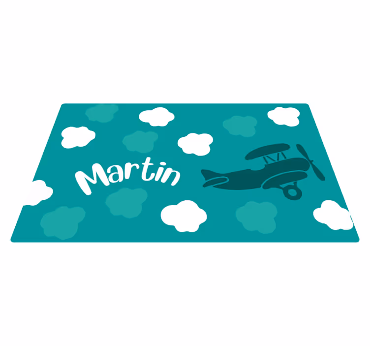 Vinylteppich mit Name Personalisierte wolken und flugzeug - TenStickers