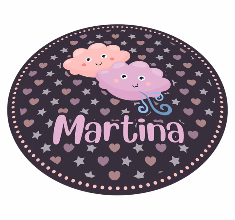 Vinyl Teppich kindlich lila wolken mit namen - TenStickers