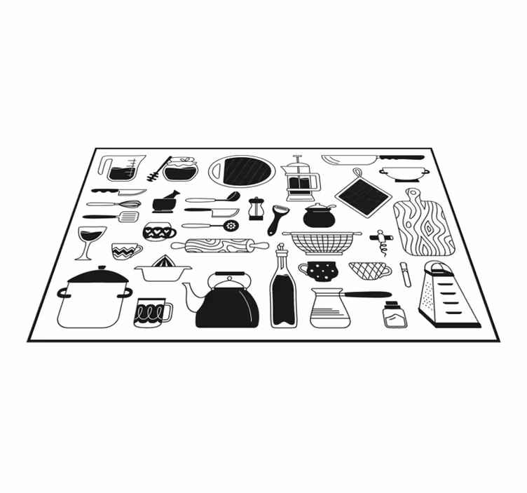 Vinyl Teppich Küche sammlung kulinarischer ikonen - TenStickers