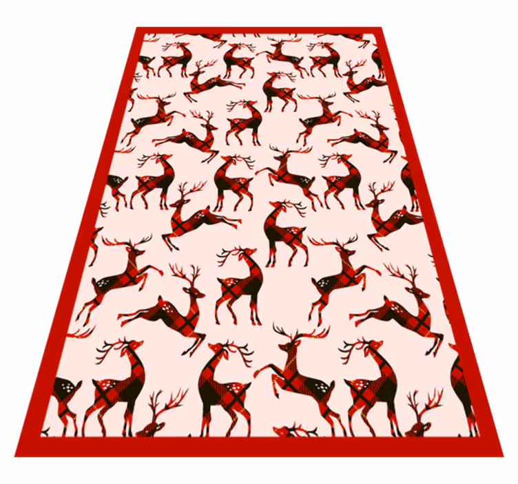 Vinylteppich Tiere Roter tartan hirsch - TenStickers
