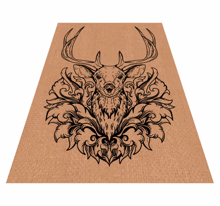 Vinylteppich Tiere Hirsch schwarz und braun - TenStickers