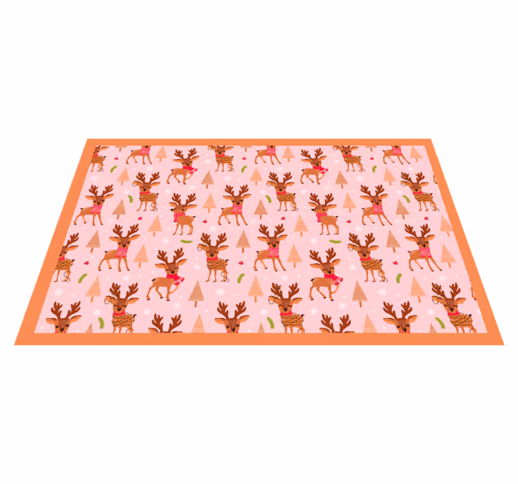 Vinyl Teppich Weihnachten rentier-rosa-thema - TenStickers