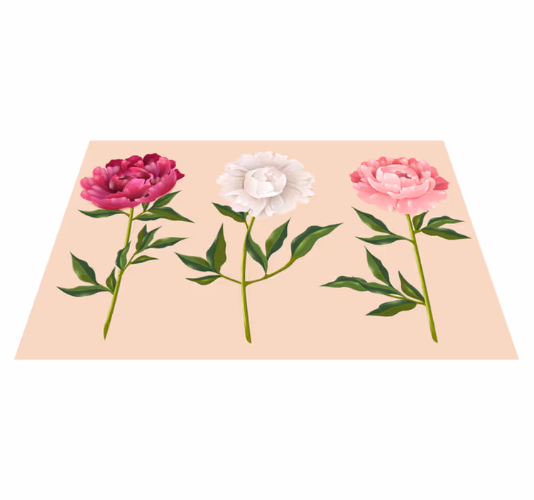 Vinylteppich Blumen Pfingstrose verschiedene Farben - TenStickers
