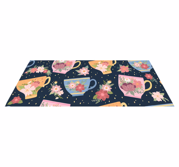 Vinyl Teppich Blumen blumenmuster für teetasse - TenStickers