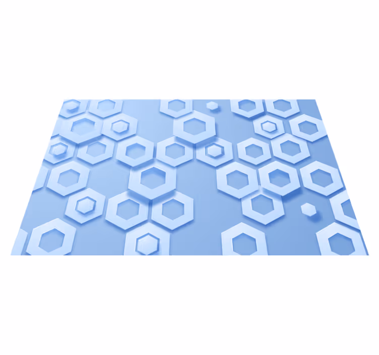 Vinyl Teppich geometrisch sechseckiges blaues muster - TenStickers
