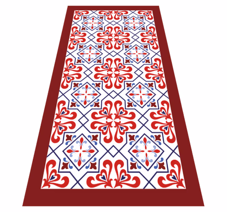 Vinyl Teppich Küche rotes blumenmotiv - TenStickers