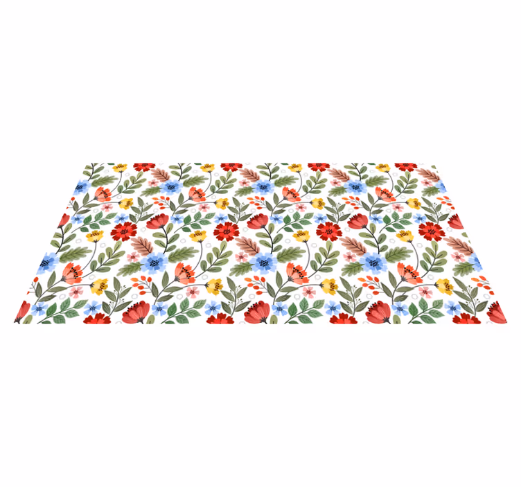 Vinyl Teppich Blumen lebendiges buntes muster - TenStickers