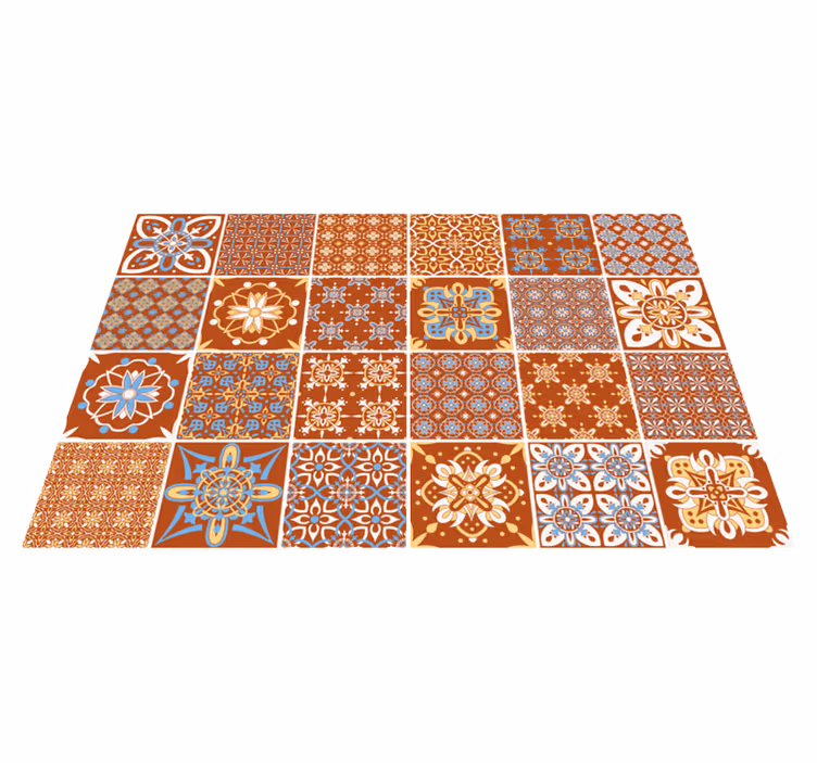 Vinyl Teppich Fliesenoptik orangefarbenes mosaik - TenStickers