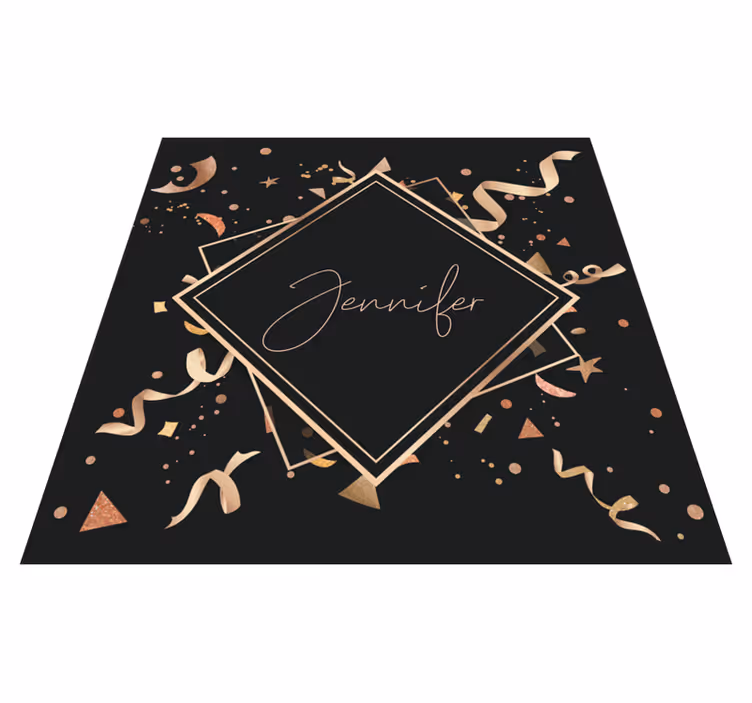 Vinyl Teppich Jugendzimmer goldenes konfetti mit namen - TenStickers