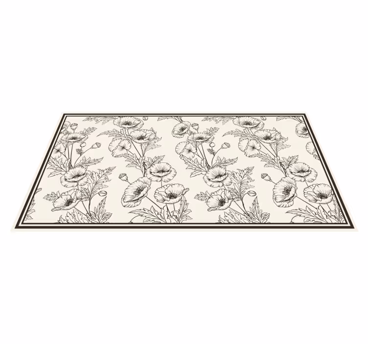 Vinyl Teppich Wohnzimmer florales umrissmuster - TenStickers