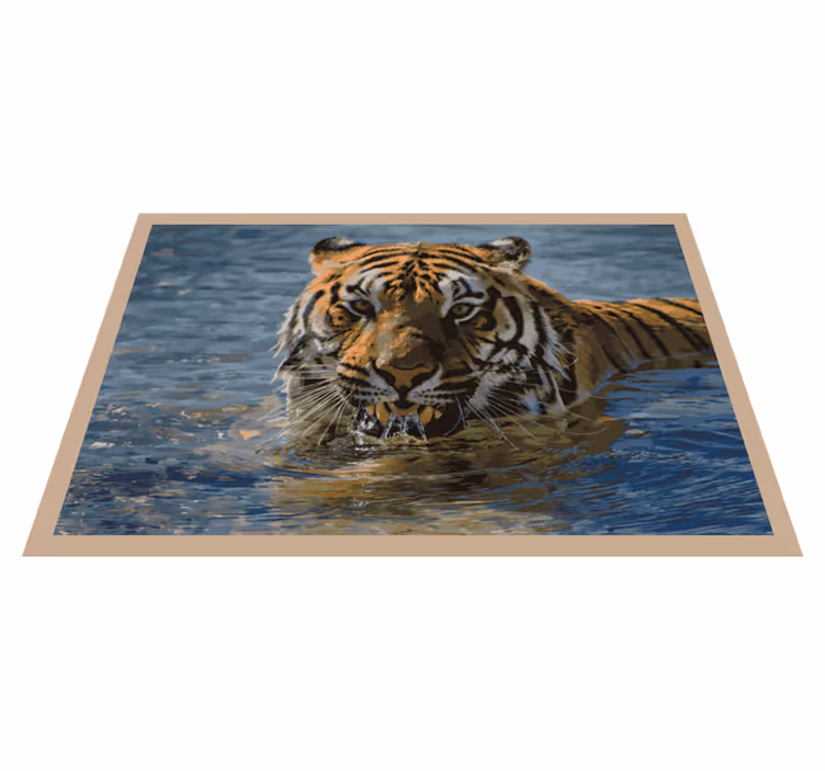 Vinyl teppich tiere tiger im wasser - TenStickers
