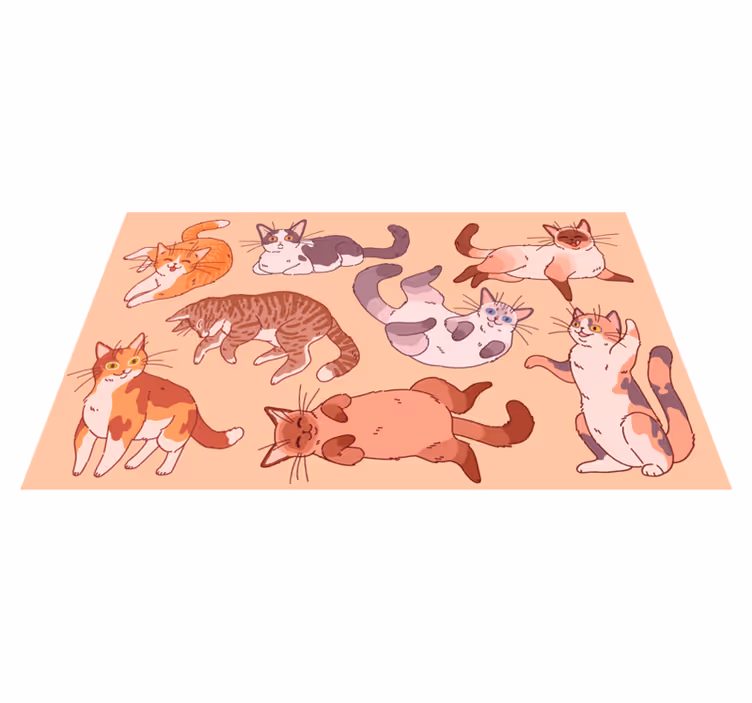 Vinyl teppich tiere mit katzenmotiven - TenStickers