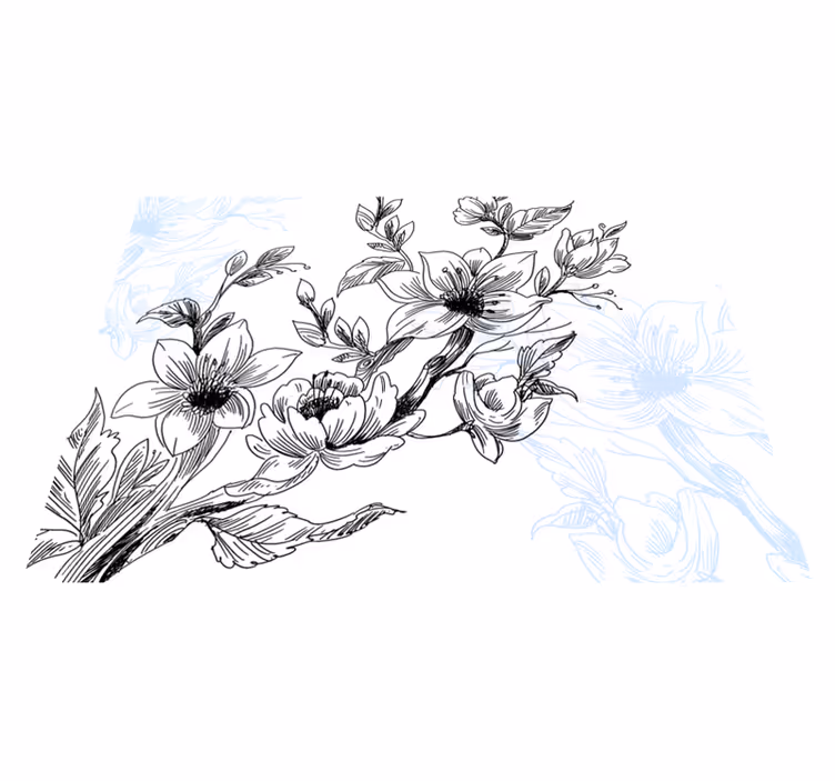 Vinyl Teppich Blumen azurblaues blütenkonzept - TenStickers