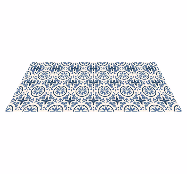 Vinyl Teppich Fliesenoptik blaues nautisches muster - TenStickers