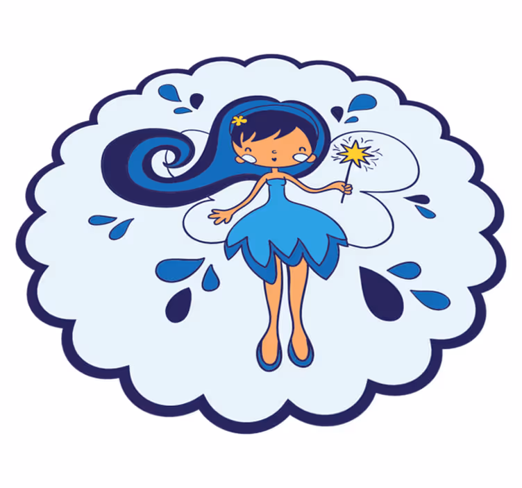 Vinyl Teppich Kinderzimmer blaue märchenprinzessin - TenStickers