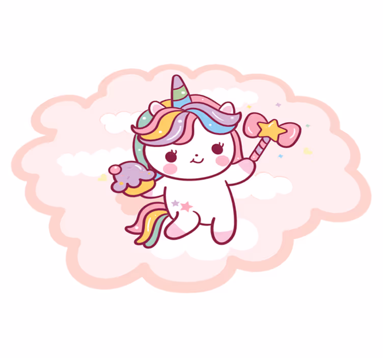 Vinyl Teppich Kinderzimmer baby-einhorn mit zauberstab - TenStickers