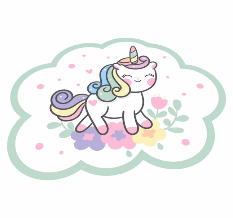 Vinyl Teppich Kinderzimmer süße einhornillustration - TenStickers