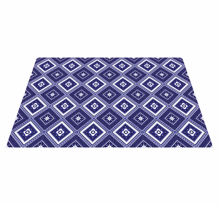 Vinyl Teppich Fliesenoptik blaues rautenmotiv - TenStickers