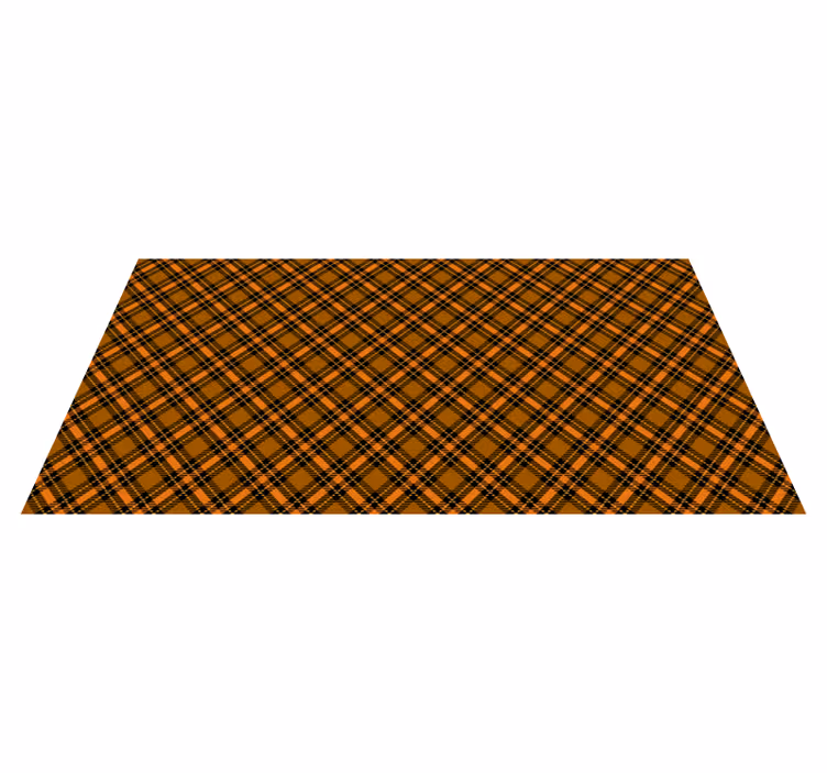 Vinylteppich Vintage Schwarzer und orange tartan - TenStickers