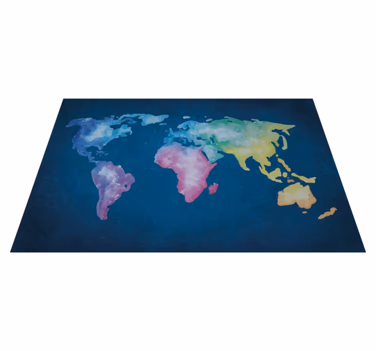 Vinyl teppich weltkarte aquarell weltkarte - TenStickers