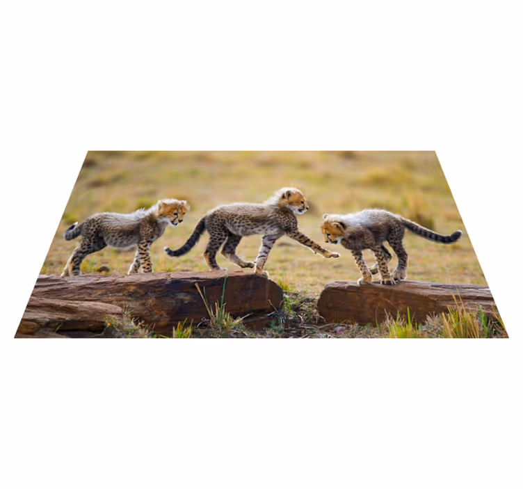 Vinyl Teppich Tiere abenteuer mit gepardenjungen - TenStickers