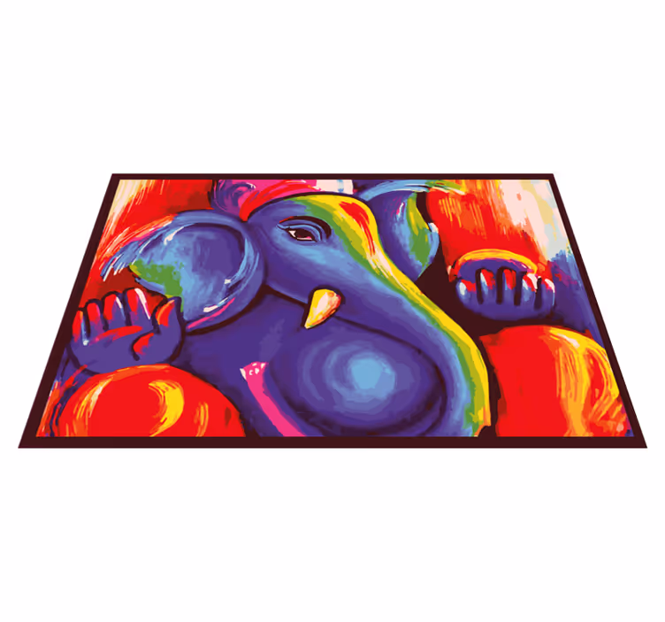 Vinyl Teppich Tiere farbenfrohe elefantenkunst - TenStickers