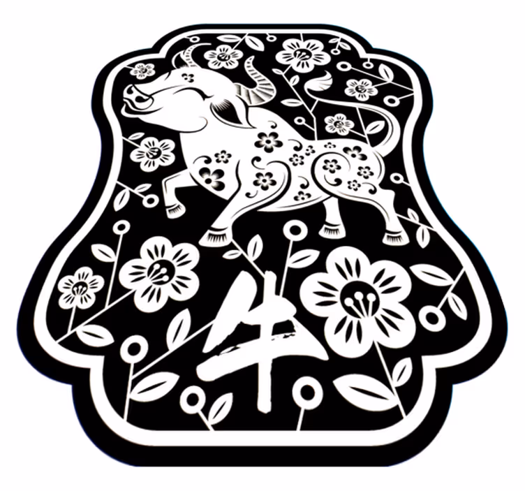 Vinyl Teppich Tiere eleganter floraler stier - TenStickers