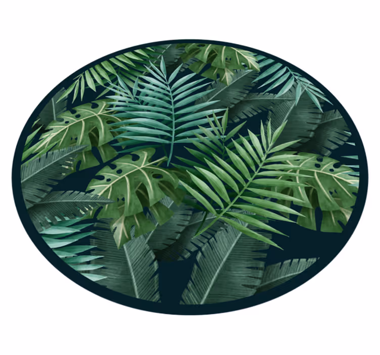 Vinylteppich Schlafzimmer Kreisförmige exotische grüne blätter - TenStickers