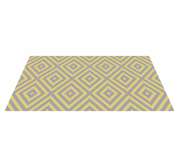 Vinyl teppich geometrisch gelb und grau quadrat muster - TenStickers