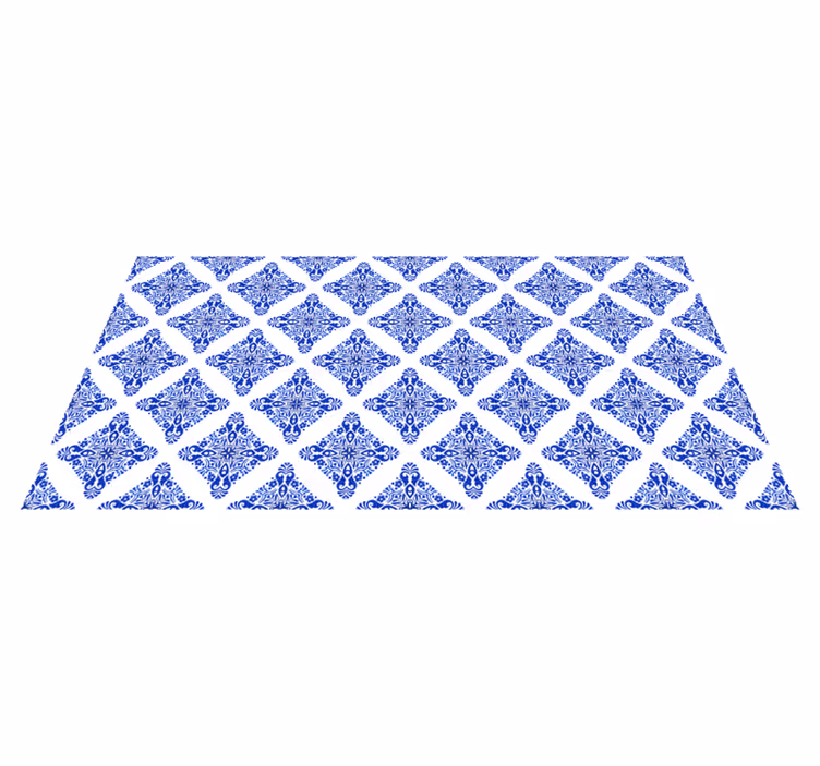 Vinyl Teppich Fliesenoptik gemustert blau - TenStickers
