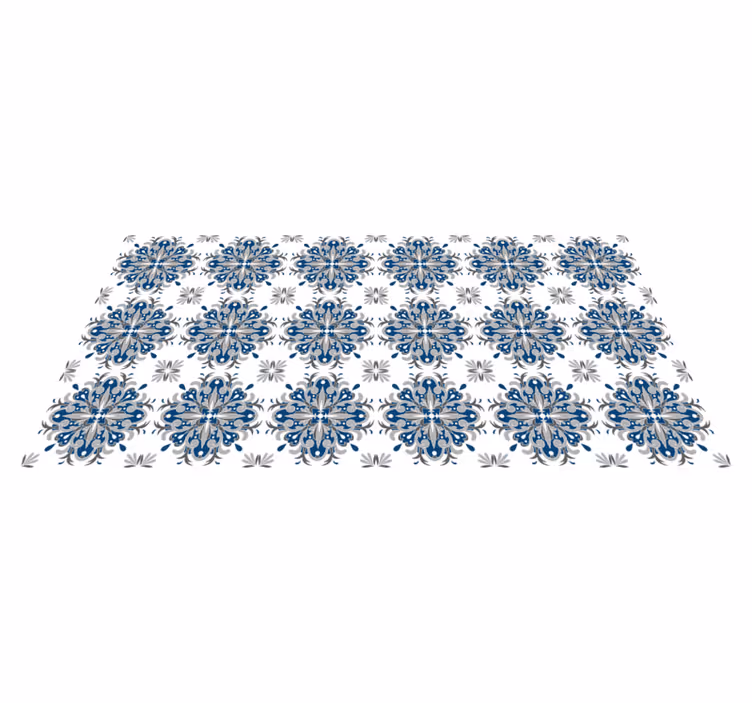 Vinylteppich mosaik elegantes blaues blumenmuster - TenStickers