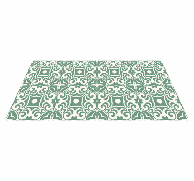 Vinyl Teppich Wohnzimmer elegantes grünes muster - TenStickers