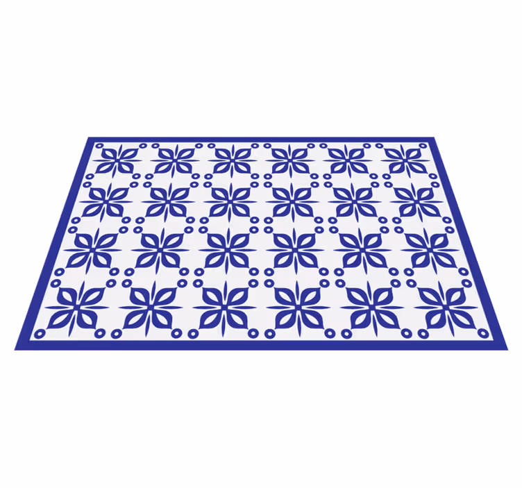 Vinyl Teppich Fliesenoptik blaues florales element - TenStickers