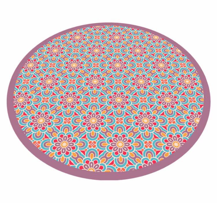 Vinyl teppich mandala mit lebhaftem blumenmuster - TenStickers
