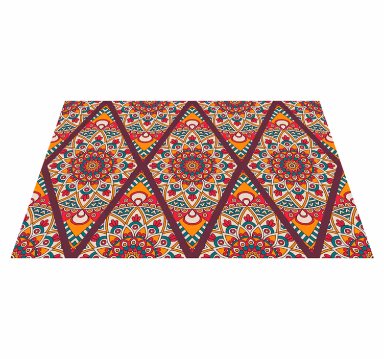 Vinyl teppich mandala mit buntem fliesenmotiv - TenStickers