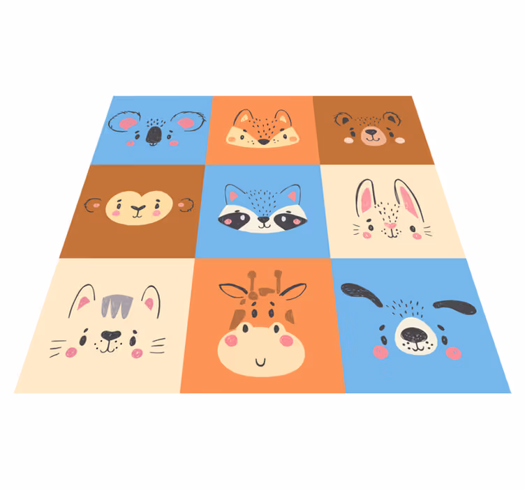 Vinyl Teppich kindlich baby-tier-fliesen - TenStickers