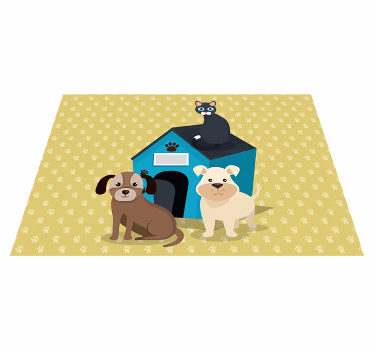 Vinyl Teppich Tiere hunde zu hause - TenStickers