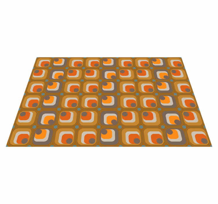 Vinylteppich geometrisch 70er jahre retro quadrate Muster - TenStickers