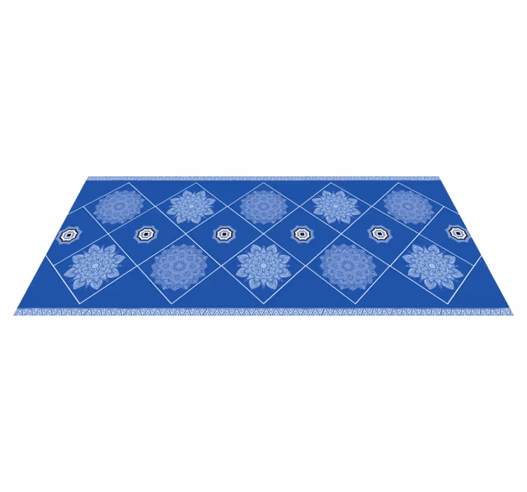 Vinyl Teppich Bad blaue florale elemente - TenStickers