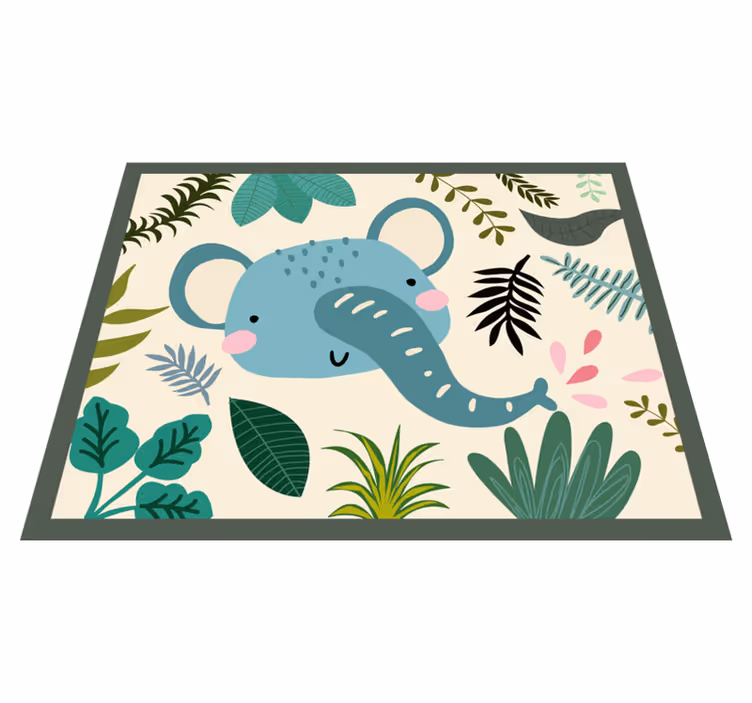 Vinylteppich kindlich Kinder glücklich elefant und Pflanzen - TenStickers