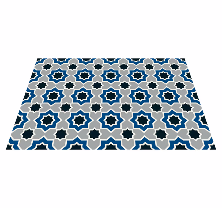 Vinyl Teppich Küche Blau schwarz und grau formen - TenStickers