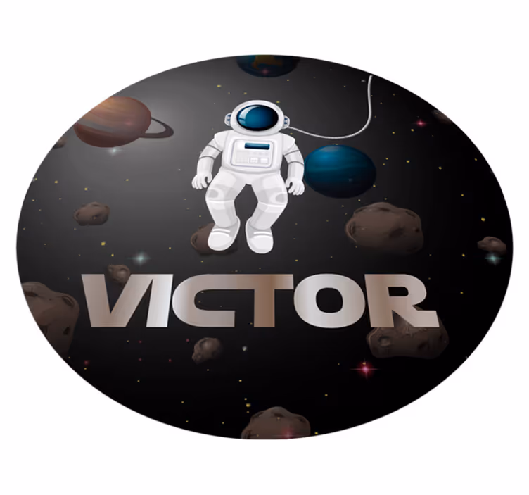 Vinyl Teppich kindlich universum astronaut mit namen - TenStickers