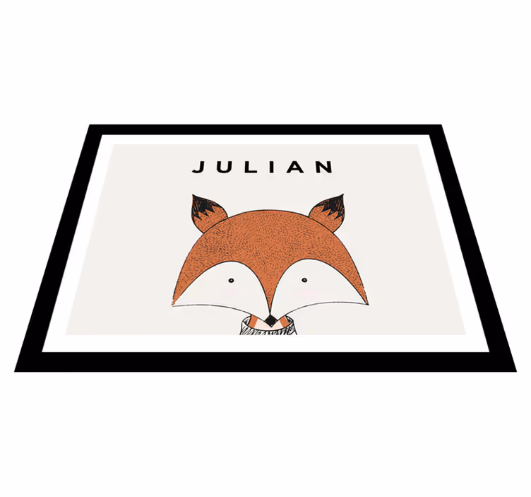 Vinyl teppich mit namen fuchs charakter personalisierung - TenStickers
