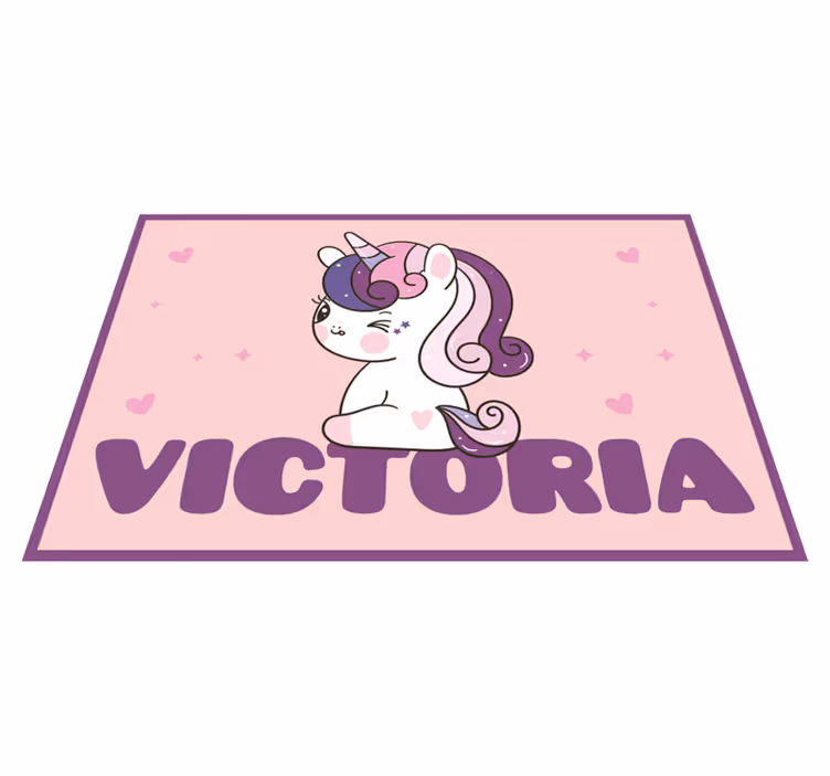 Vinyl teppich mit namen im niedlichen einhorn-design - TenStickers