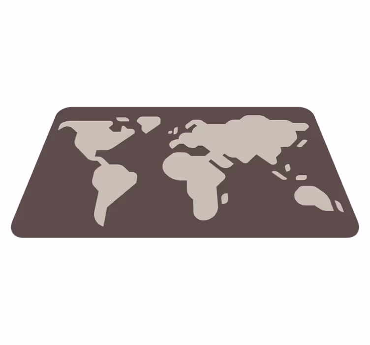Vinyl Teppich Weltkarte beiges und graues motiv - TenStickers